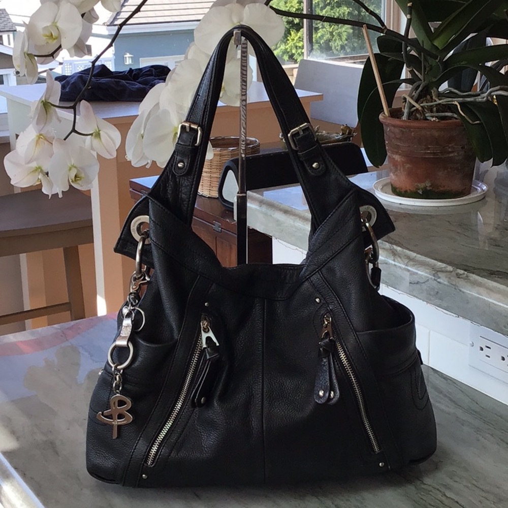 B. Makowsky Black Leather Handbag